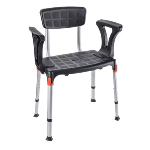 Duschstol 3-i-1 som fungerar som dusch, toalett och rollator