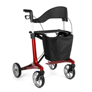 Kolfiber Futuro – extremt lättviktig premium-rollator i röd
